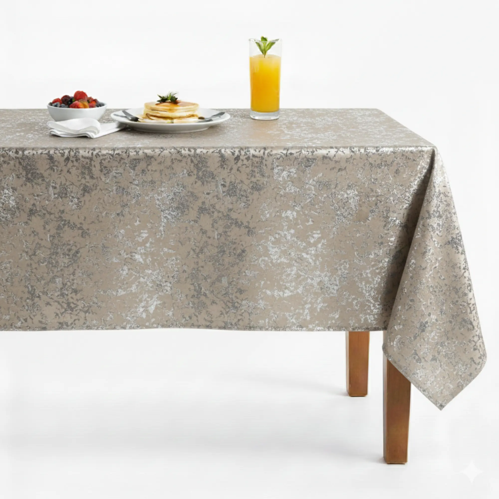 Beaconsfield Metallic Jacquard Tablecloth  IvorySilver