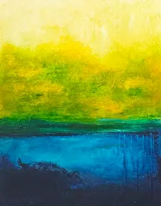 Land Of The Beautiful Original Painting by Amber Goldhammer Acrylic Latex Spray Paint on Canvas 30 x 24 inches Signed Artist