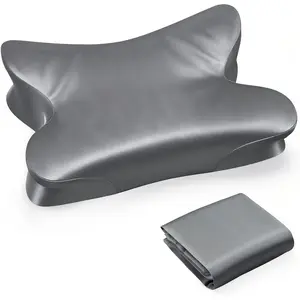 Cervical Pillowcase for Pain Relief (Only Pillowcase) Ergonomic Neck Pillow Case with Zipper Pillow Cover & Soft for Side Back Stomach Sleepers(Butterfly Style,Dark Gray)