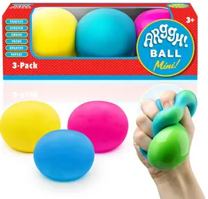 Power Your Fun Arggh Mini Stress Balls for Adults and Kids - 3pk Squishy Stress Balls, Color Changing Resistance Fidget Toys, Sensory Stress Relief Squeeze Toys Squishy Toy (Yellow, Pink, Blue)