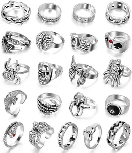 63 PCS Vintage Silver Knuckle Rings Set for Women Teen Girl, Stackable Joint Finger Statement Rings Bohemian Retro Hollow Carved Midi Rings, Boho Y2k Snake Butterfly Heart Chunky Stacking Rings Pack