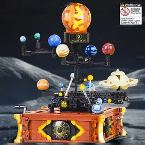 Vintage Mechanical Creative Solar System Building Blocks, Moveable Planet Orbits, High Difficulty Assembly Model, Adult Toy Decoration