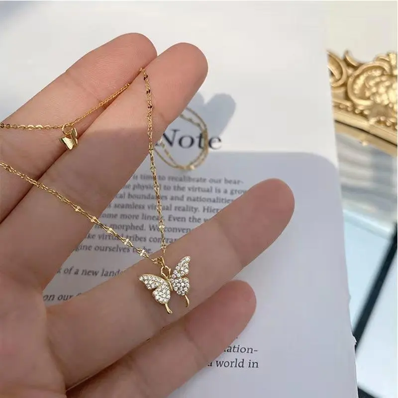 Golden Double layered Butterfly Pendant