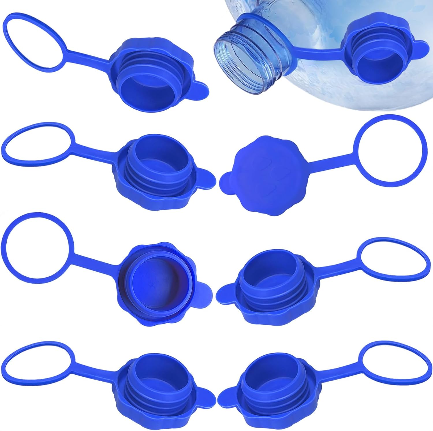【8 PCS】3 & 5 Gallon Water Jug Cap, Reusable Replacement Cap, Upgrade Non Spill Bottle Caps Fits 55mm Water Jug (8) Cover Drinkware Silicone Indoor Kettle Plastic Cup Lids Tumbler Mug Tumbler Tumbler Mug Disposable Set Disposable Set Disposable  Set