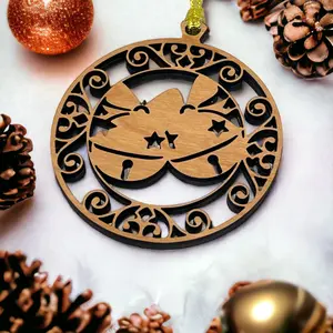 Handcrafted Wooden Jingle Bells Ornaments - Rustic Holiday Decor