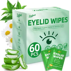 60PCS Tea Tree Oil Eyelid Wipes Individually Wrapped Eye Lid Cleaning Wipes Soothing For Sensitive Eyes Stay Hydrated Lid Wipe