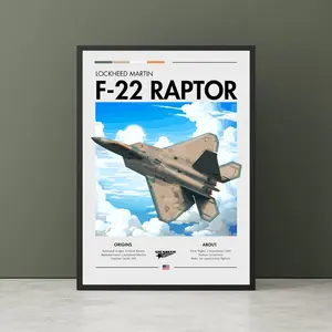 Lockheed Martin F-22 Raptor Print - USAF Aviation Art, Ground Attack Aircraft, Plane Poster, Air superiority Fighter, Poster Wall Art