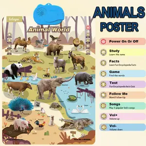 Lileyu Kids English Talking Wall Chart Toy Animal World Interactive Sound Learning Poster for Children Early Education Montessori Gift Best Seller on Amazon & Shopee