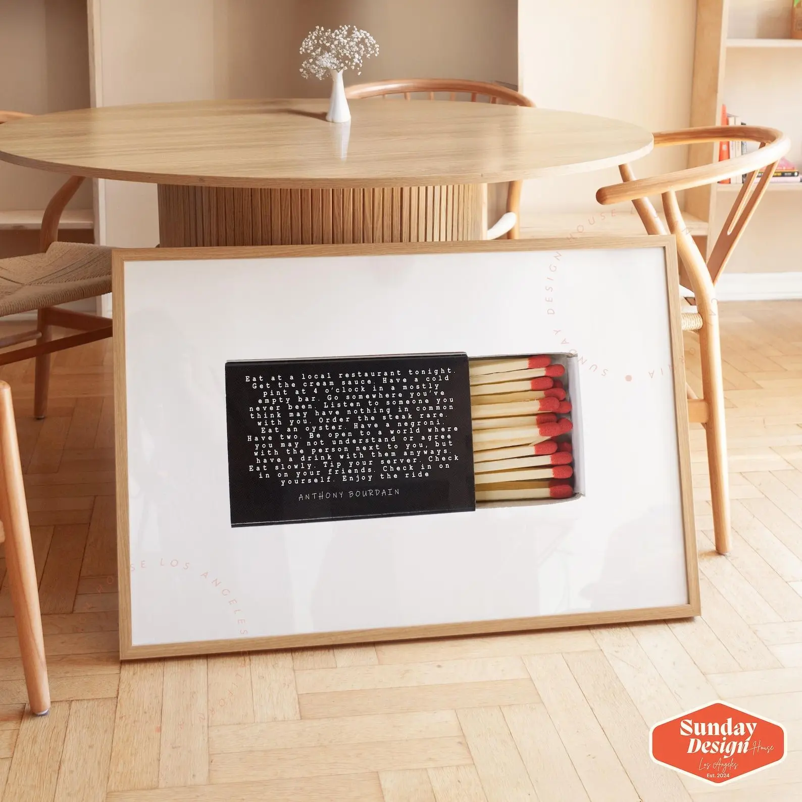 Anthony Bourdain Matchbox Quote Print, Dine at a Local Restaurant Matchbox Poster [No Frame]