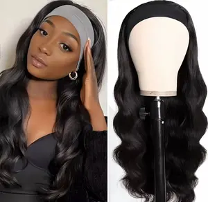 Cikana Hair Brazilian Body Wave Headband Wigs 100% Human Hair Headband Scarf Wigs for Women Half Wig Natural Remy Hair Machine Made