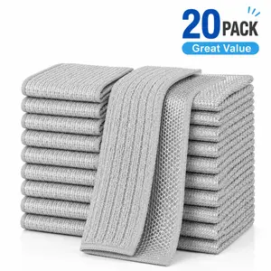 20 Pack Dual-Sided Wire Dishwashing Rags, Double-Layer Non-Scratch Scrubbing Cloths, Reusable Stainless Steel Mesh Cleaning Towels for Dishes, Pots, Pans & Kitchen Cleaning