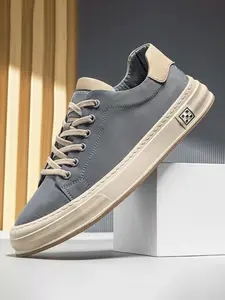 Men's Casual Low Top Sneakers, Athletic Trainer, Sports Shoes, Walking Shoes, Plain Fabric Upper, Rubber Sole, All Seasons Wear, Trendy Business Shoes, Perfect for Daily Leisure, Closed, Lightweight Casual Shoes, Trending Sneakers