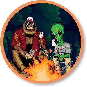 (3pcs) USA Sasquatch Bigfoot Alien UFO Bumper Sticker Decal for Cars, Cups, Laptops, Coolers Sticker  2″ x 2″, 3″ x 3″, 4″ x 4″, 5″ x 5″, and 6″ x 6″