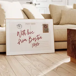 Boston Art, Vintage Postcard Poster, Trendy Horizontal Print, Retro City Wall Art, Cute Apartment Aesthetic, Dorm Decor