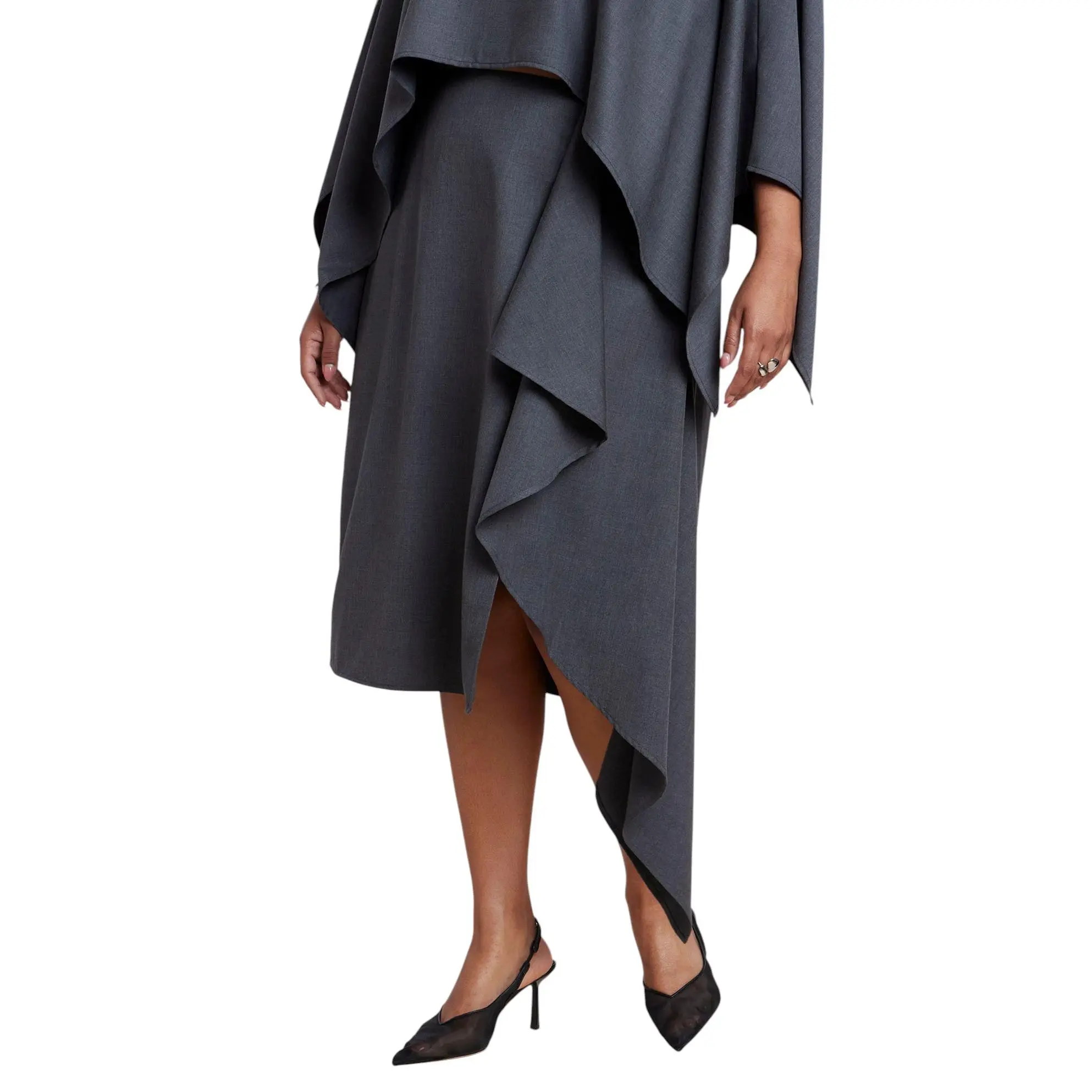 ELOQUII Women's Plus Size Draped Tailored Midi Skirt