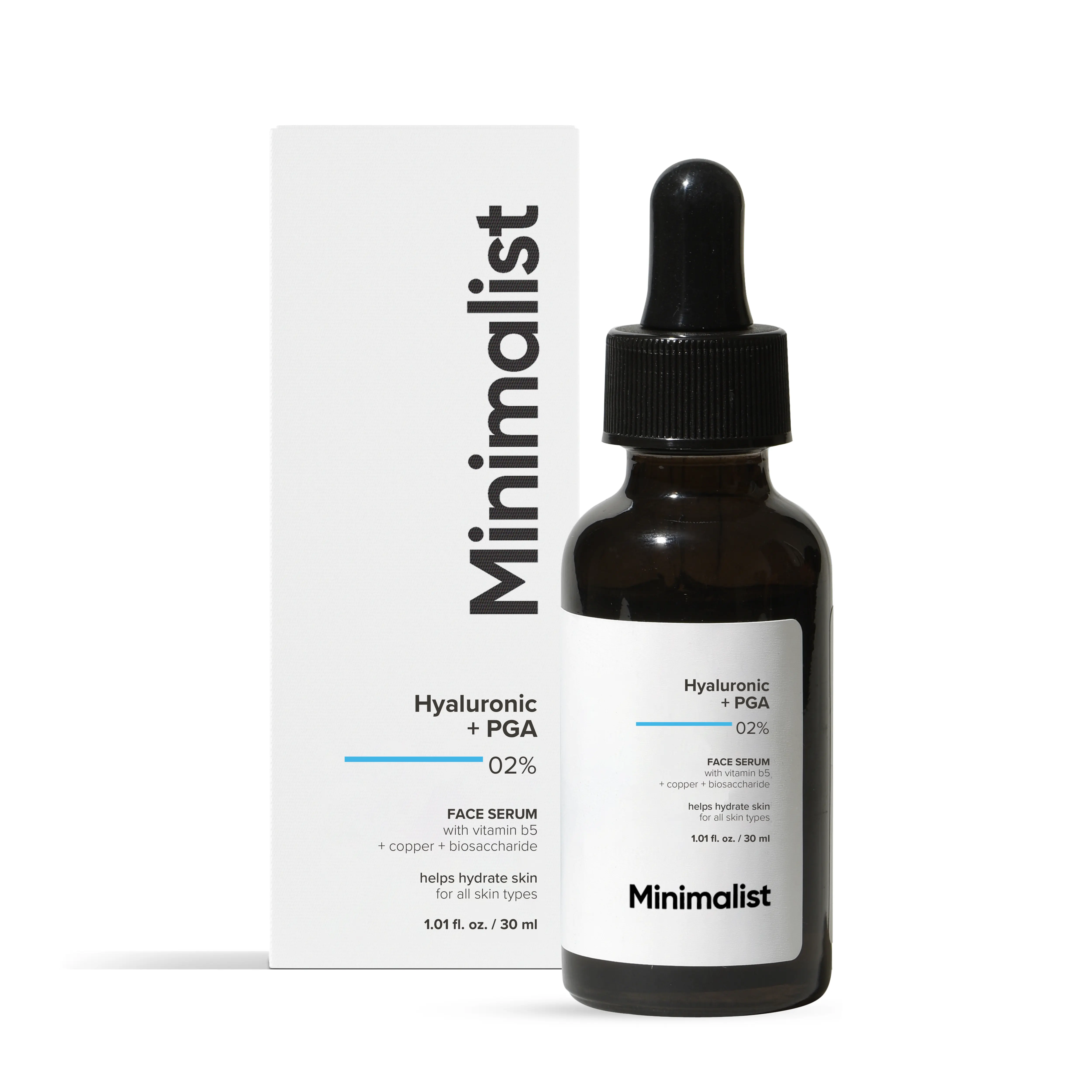 MINIMALIST Hyaluronic Acid + 2% PGA Face Serum, a Multi-Level Hydrating Booster for Glowing and Plump Skin, For All Skin Types, 1 fl oz, Beauty Products, Morning Routine, Glow Up, Fragrance Free, Alcohol Free, Face & Neck