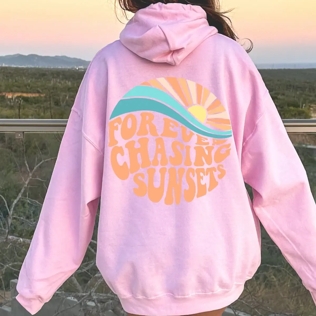Forever Chasing Sunsets Hoodie, Beach Sweatshirt, Trendy Hoodie, Hoodie With Words on Back, Aesthetic Shirt, Trendy Pullover Hoodie, Summer Hoodie, Beach Hoodie