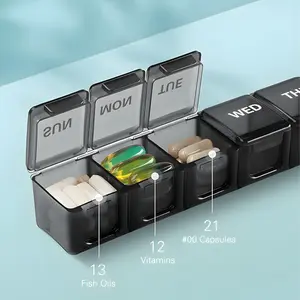 Large Weekly Pill Organizer,7 Day Daily Pill Box Case Arthritis Friendly,Silkscreen Printed Medicine Container with Clear Lid for Vitamins,Fish Oils or Supplements