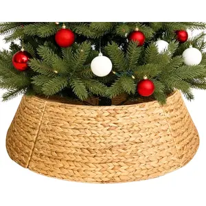 28" Wicker Christmas Tree  for Artificial Trees, Rustic 7.5ft Tree Basket Skirt, Farmhouse Base Cover for Pencil, Slim Christmas Tree Collars, Handwoven from Seagrass