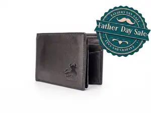 BULL GUARD Expedition Series Bifold Leather Wallet for Men RFID Blocking, Top Grain Cowhide, Flip-Up ID Window, Compact & Durable Everyday Carry Wallet for Travel, Work & Outdoors, Ready to Gift
