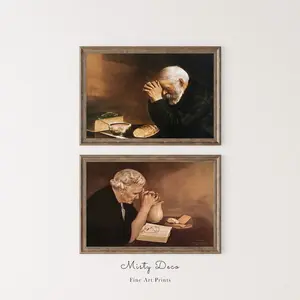 Grace and Gratitude, Famous Christian Photo Art by Eric Enstrom, Praying Over Bread, Pray to Jesus, Praying Man and Woman, Old  Man Pray. Unframed G