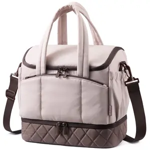 LOVEVOOK Insulated Lunch Bag Women, Double Deck Lunch Box with Wide Opening, Cooler Bag with Cup Holder, Large Adult Lunchbox with Adjustable Shoulder Strap for Teacher, Nurse, Work, Picnic