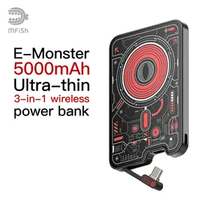 mfish E-Monster 5000 mAh Ultra-thin Magnetic Wireless Power Bank, 20W USB-C Port,Magsafe-Compatible for iPhone 16/15/14/13/12 Series  dealsforyoudays