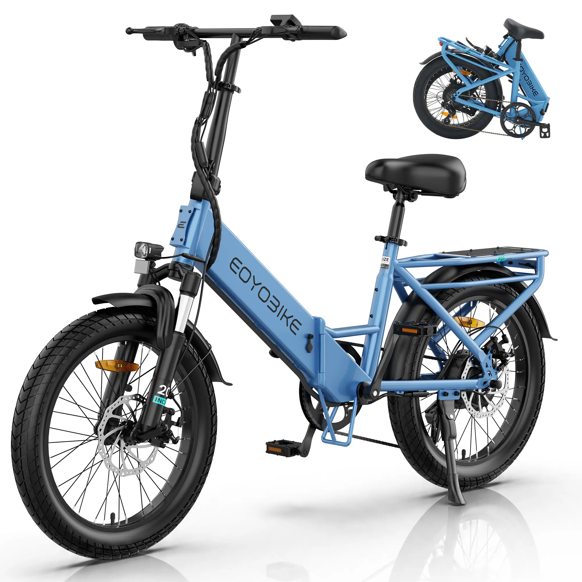 SLSY 20" x 3.0 Fat Tire Folding Electric Bike for Adults, 48V 500W Powerful E-Bike with 20MPH Max Speed, 7-Speed Foldable Electric Bicycle with Removable Battery, Front Suspension & All-Terrain Commuter Design