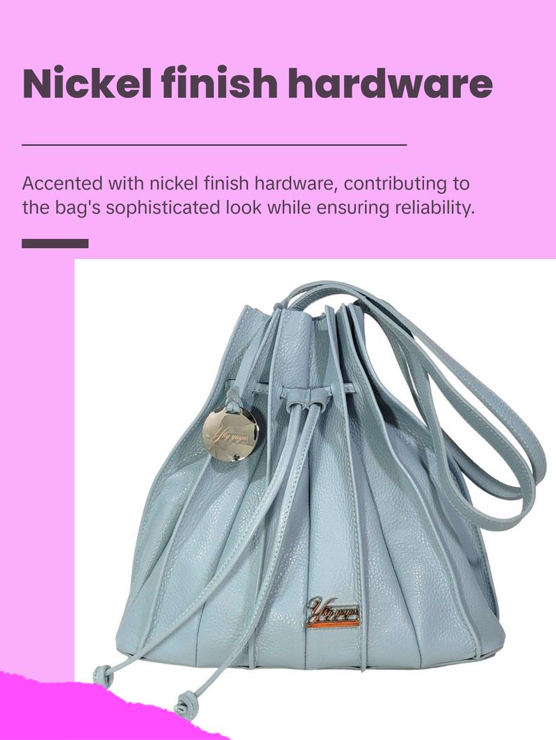 YBY Bella Bag - Signature Pink Pebble Leather Bag with Adjustable Strap & Zippered Pouch - Elegant & Versatile Boston Bag Made in Italy