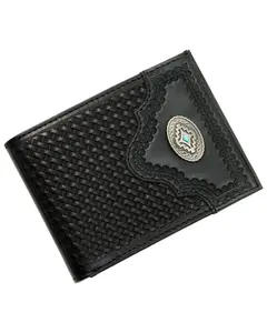 Cody James Men's Dwight Basketweave Tooled Bifold Wallet - Cjasp25wt3-Blk