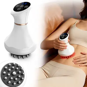 Portable Electric Heating Abdominal Massage Brush, Light Tens/EMS Lymphatic Brush, 1200mah Battery, USB Charging, 9 Modes, 20min Timer