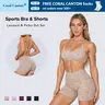 Coral Canton Seamless Leopard & Polka Dot, Sports Bra & Shorts Set SohoChic