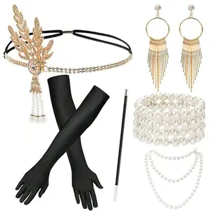 1920s Women's Party  Set, Flapper Costume  Roaring 20s Women Fashion  Flapper Headpiece tutu outdoor stich baby shower scene accessories Bridesmaid Proposal Gift wedding anniversary bridal Magnetic USB Charger for Cable Colorful Light Up