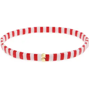 Christmas Miyuki Tila Flat Beaded Bracelets for Women, Trendy Stack Red Green Beads Stretch Bracelet Outfit Accessories  Gifts.