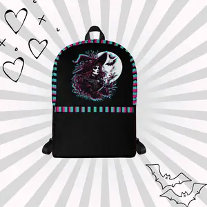 DreamSage Neon Gothic Witch Backpack - 100% Polyester, 4 Gallons Capacity, Water-Resistant, Large Inside Pocket, Hidden Back Pocket, Silky Lining, Ergonomic Straps