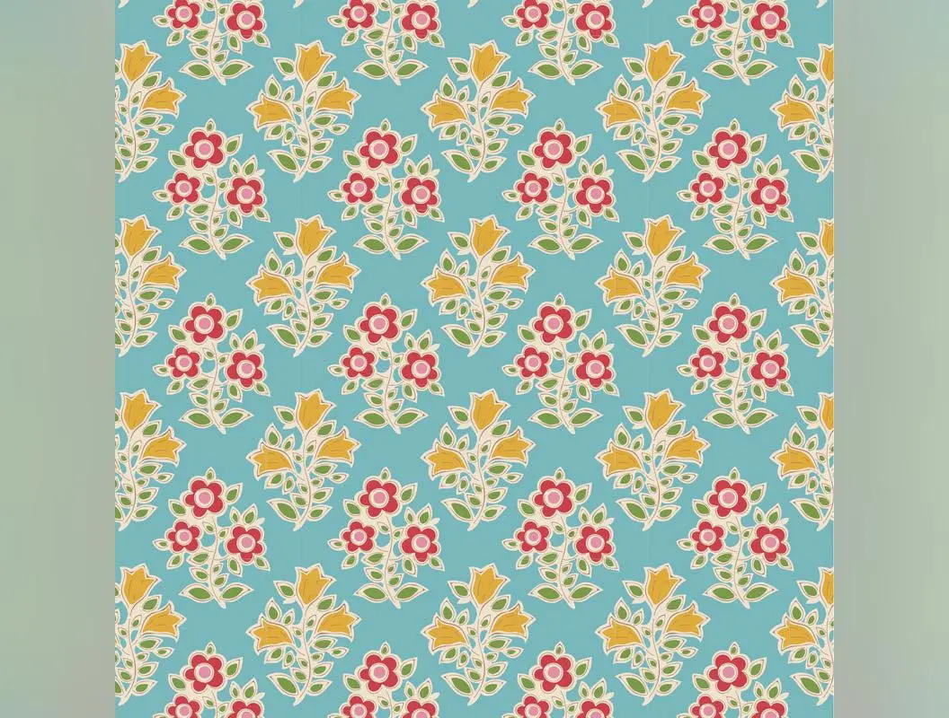 Jubilee | Farm Flowers Teal by Tone Finnanger for Tilda Fabrics | TIL110103