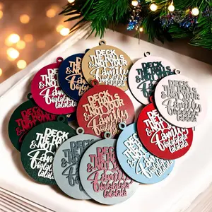 Funny Christmas Family Gifts & Decoration Ideas | Deck the Halls & Not Your Family Handmade Wooden Ornament & Hanging Decor | Funny Christmas Family Housewarming Gifts & Decoration