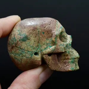 2in Malachite Matrix Carved Crystal Skull
