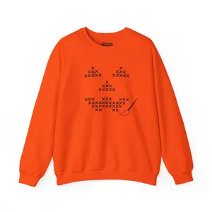 Cross-Stitched Jack-o'-Lantern Halloween Sweatshirt