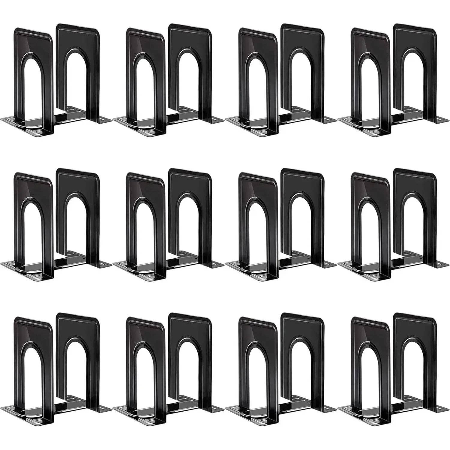 Book Ends, Bookends for Shelves, 24pcs Metal Bookends, Book Ends for Heavy Books Holders for Office Home Library Book Ends Supports, Book Ends to Hold Books Heavy Duty