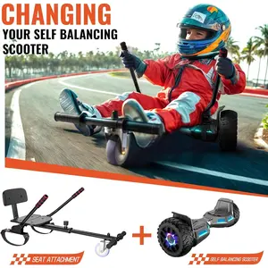 Scooter with Seat Attachment for Kids Adults, 6.5'' 8.5''Balancing Scooter with Bluetooth Speakers & Colorful LED Light with Kart