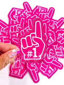 Hot Pink Foam Finger Embroidery Patch