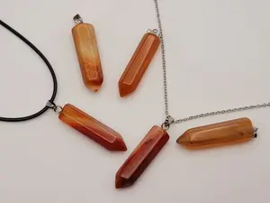 Elegant Silver Tone Carnelian Point Necklace - Daily Necklace