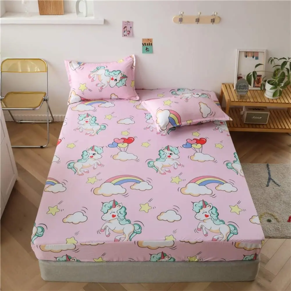 Feelyou Queen 4-Piece Fitted Sheets Set - Cute Unicorn Print, Soft Stretch Trendy Cartoonish Bedding, Magical Animal Fantasy Theme, Deep Pocket Fit, Bedroom Decoration, Twin/Full/Queen Sizes Available, Stretch Fitted Sheets, Trendy Fitted Sheets