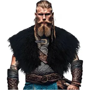 Men Viking Fur Shawl Medieval Faux Fur Mantle Shoulder Wrap Collar Warrior Renaissance LARP Cosplay Costume