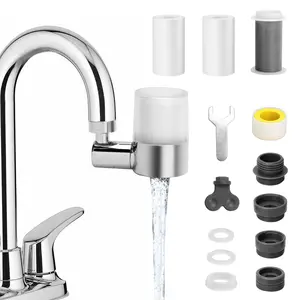 【Summervibes】Faucet-Mounted Filter Extender with Rotating Water Outlet & Anti-Splash Design - PP Cotton Filter , Universal Fit for Most Pull-Out Faucets in Kitchens, Bathrooms Easy-to-Install Water Filtration Solution That Reduces Splatters