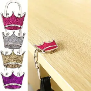 Handbag Bag Purse Hanger, Table Hook, Shimmery Desk Side Hook, Bedroom Office Accessories Metal Crown Shape Hooks