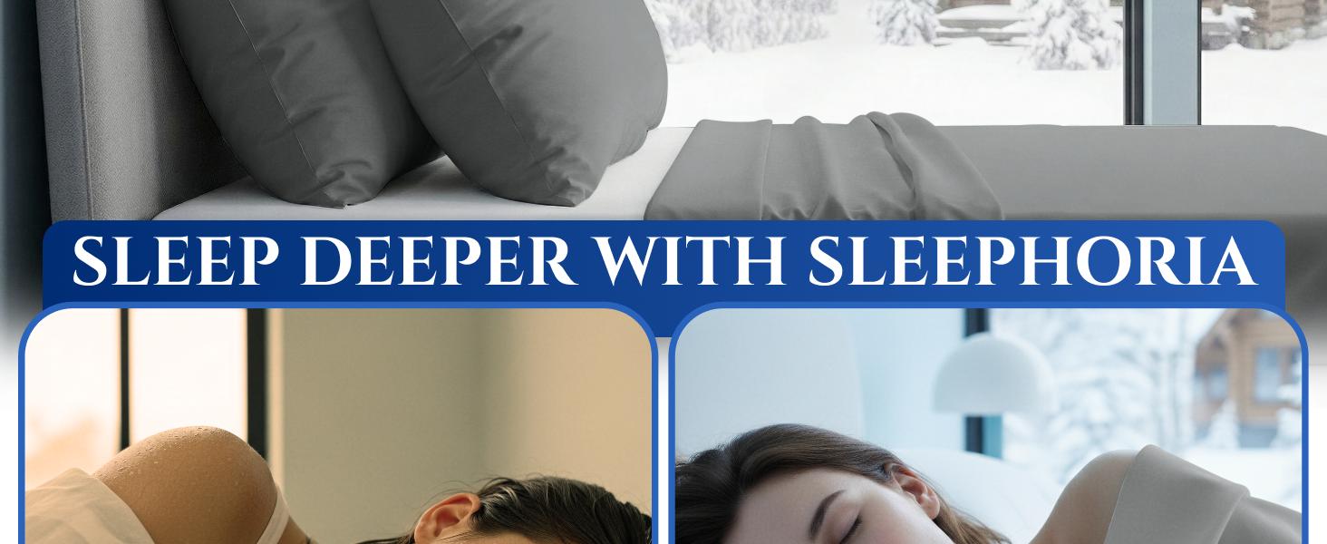 SLEEPHORIA Cooling Pillow Cases for Hot Sleepers, 2 Pack Standard Size Cool Pillow Case Cover with Durable Zipper, Silky Soft & Stays Cool All Night, Gentle on Hair & Skin