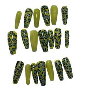 Neon Green Cheetah Press On Nails