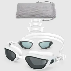 【Vecukty】White Stylish Swim Goggles, Anti-Fog Performance, Leak-Proof Silicone Frame, Comfort Fit for Teens and Adults